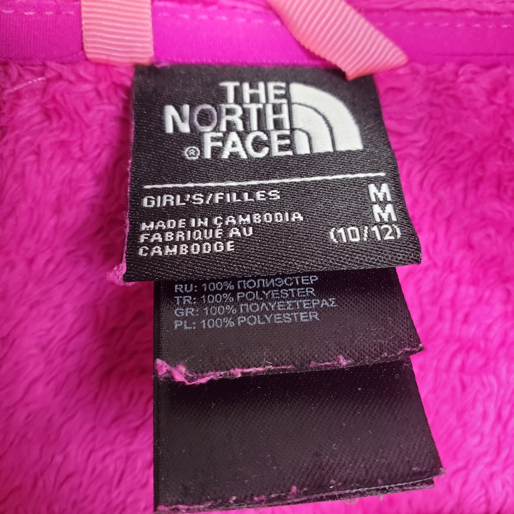 30) THE NORTH FACE Pink/Pink Mock Neck Fuzzy Jacket Kid's Sz. M 10/12 - Picture 5 of 7